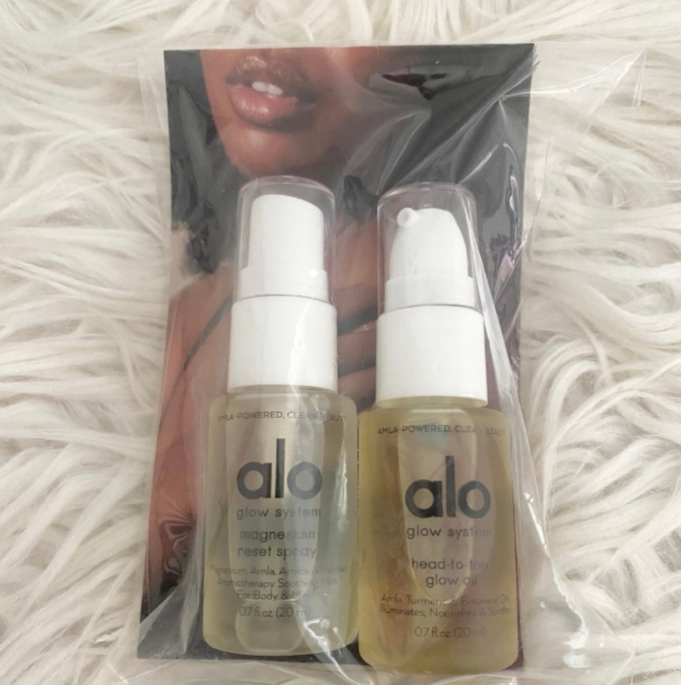 New ALO Yoga Glow System duo set Head To Toe Glow Oil & Magnesium Reset Spray